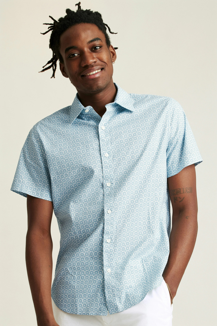 Bonobos Light Blue Prism Geo Stretch Short Sleeve Shirt/21820